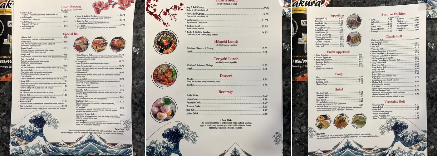 Sakura Sushi&Habachi Bellmawr Menu