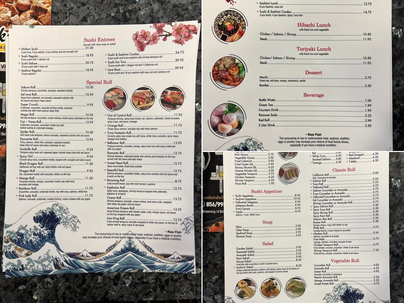 Sakura Sushi&Habachi Bellmawr Menu