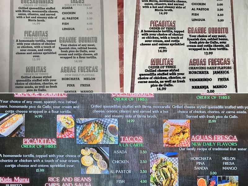 Taqueria Los Tres Figgies Menu