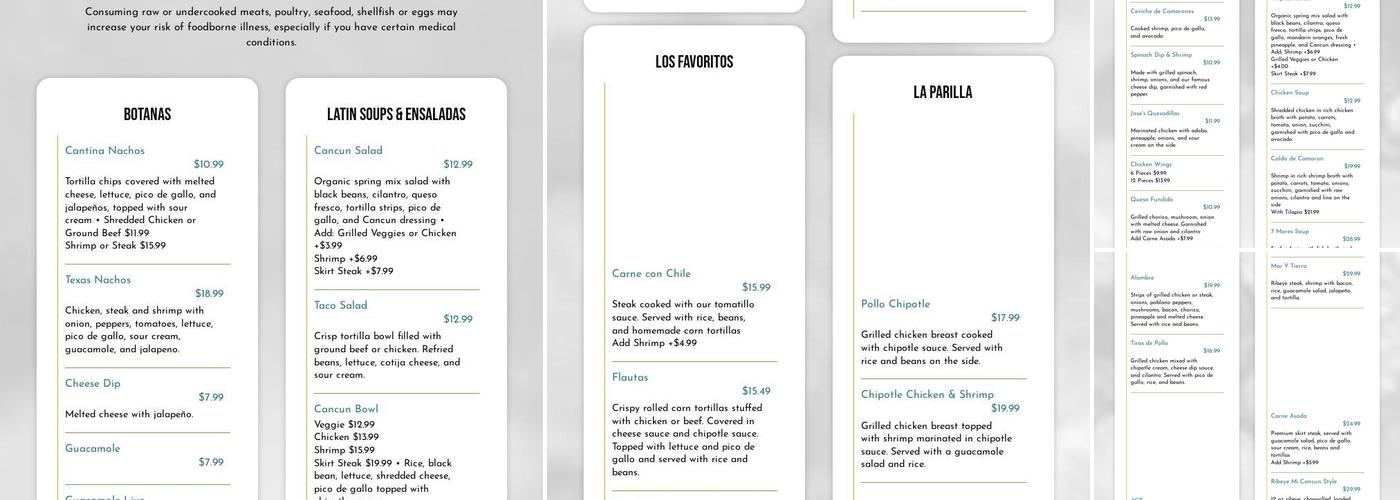 Mi Cancun - Stone Creek Village Menu