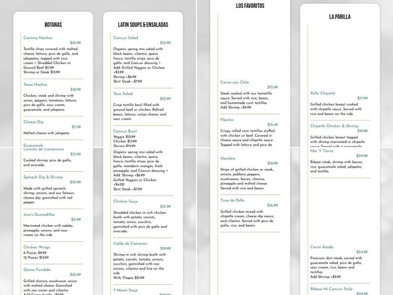 Mi Cancun - Stone Creek Village Menu