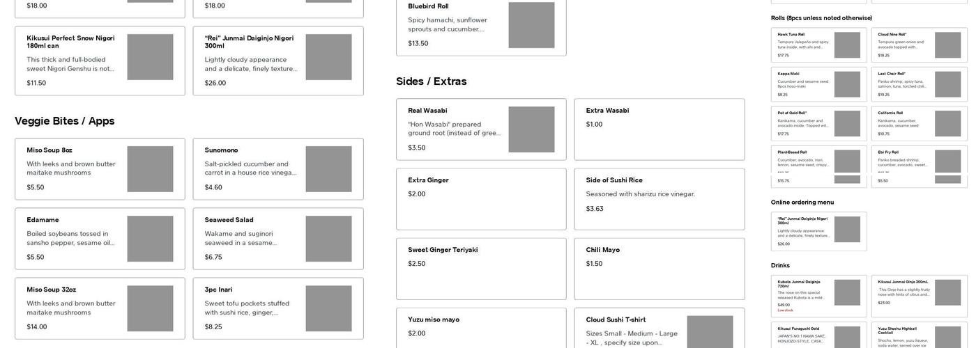 Cloud Sushi Menu
