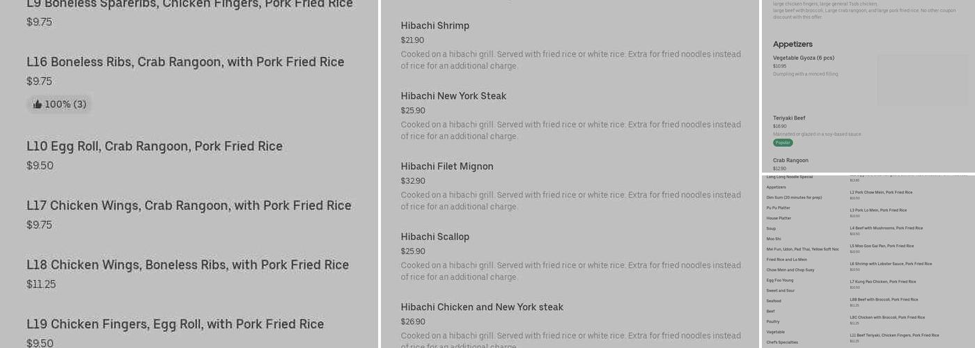 Long Long Noodle Menu