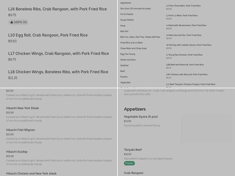 Long Long Noodle Menu