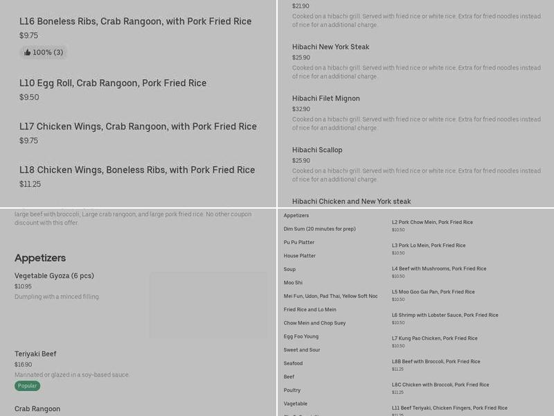 Long Long Noodle Menu