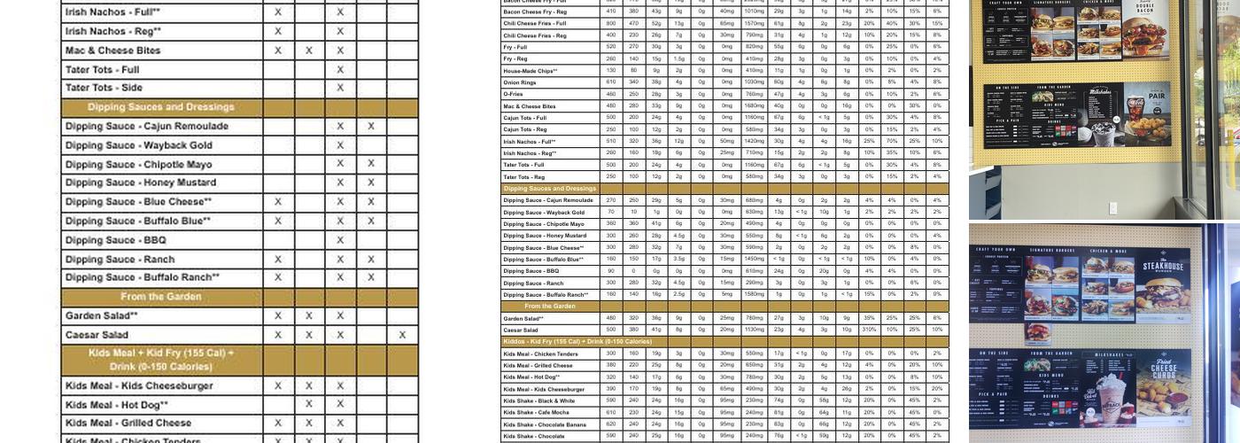 Wayback Burgers Menu