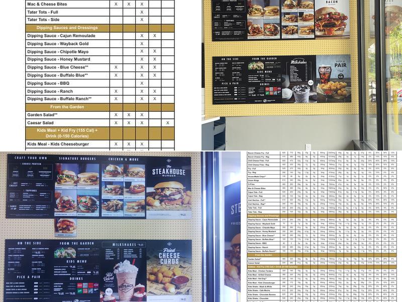 Wayback Burgers Menu