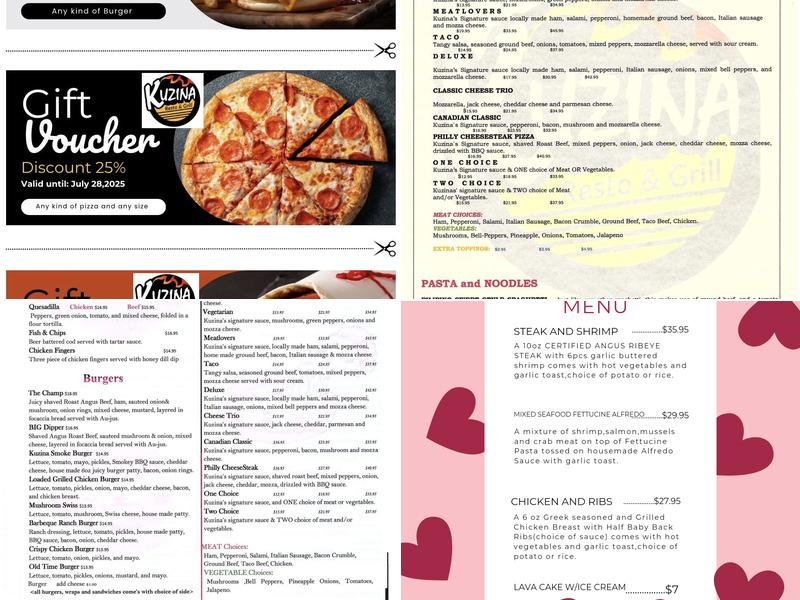 Kuzina Resto & Grill Menu