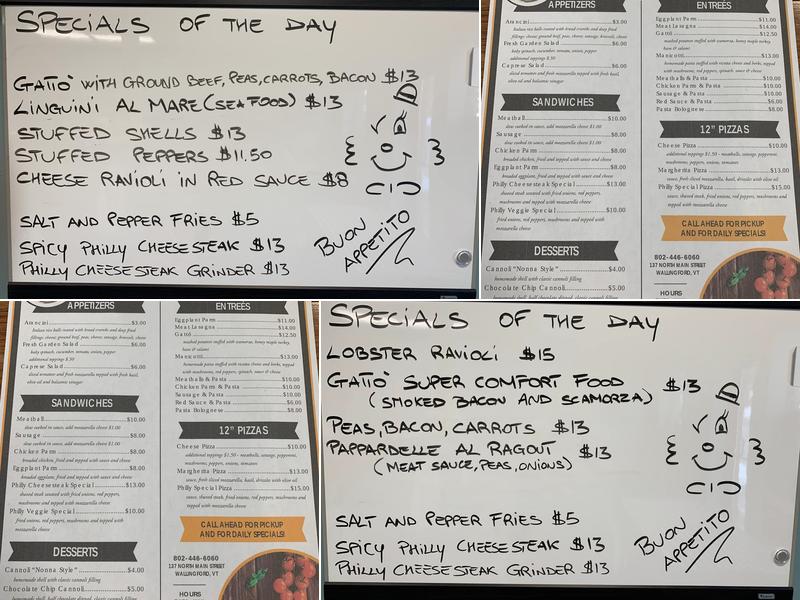 Mamma Tamara and Famiglia Menu