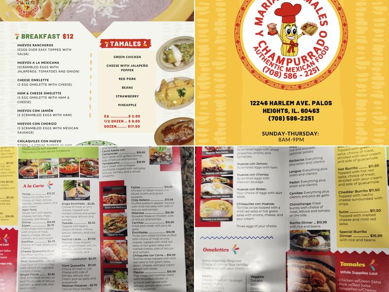 Maria’s Tamales Y Champurrado Menu