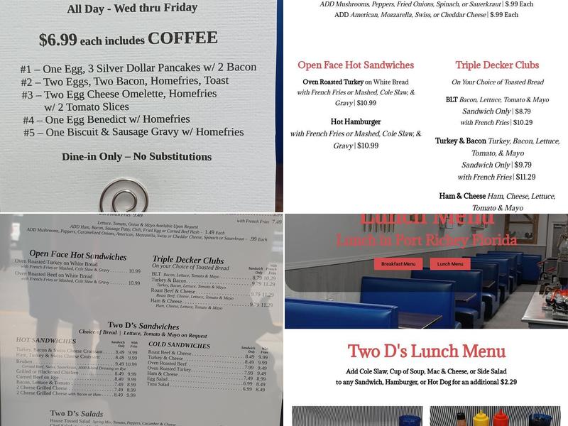 Two D's Diner Menu