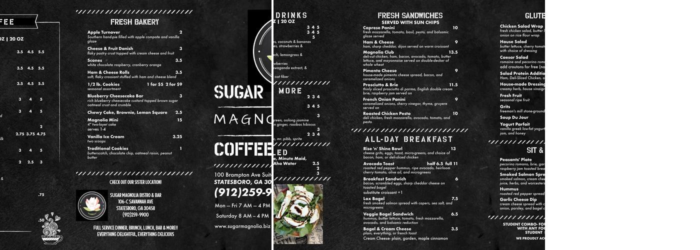 Sugar Magnolia Coffeehouse Menu