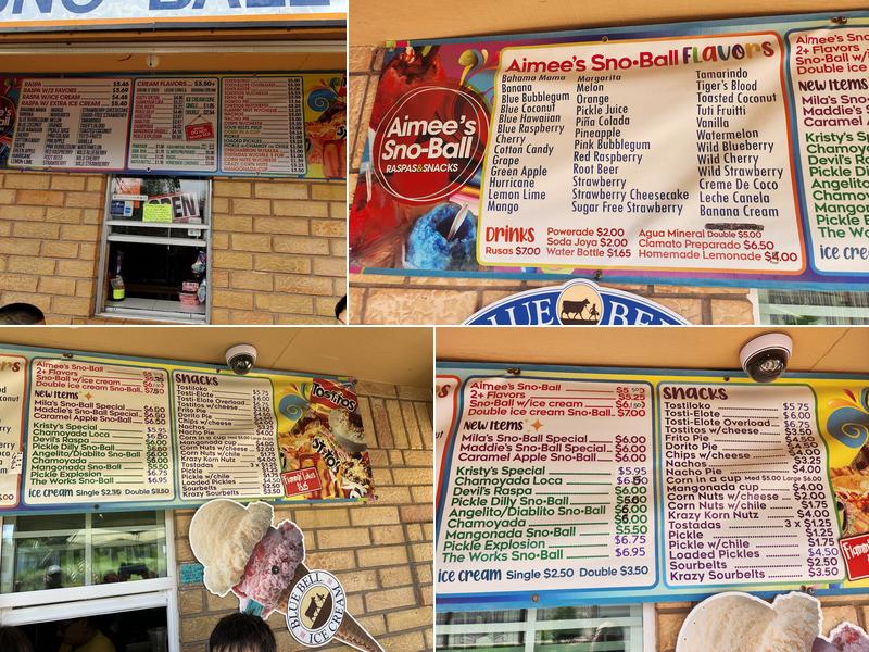 Aimee's Sno-Ball Menu