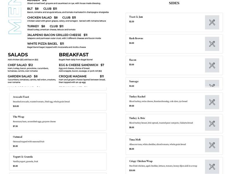 DTown Cafe Menu
