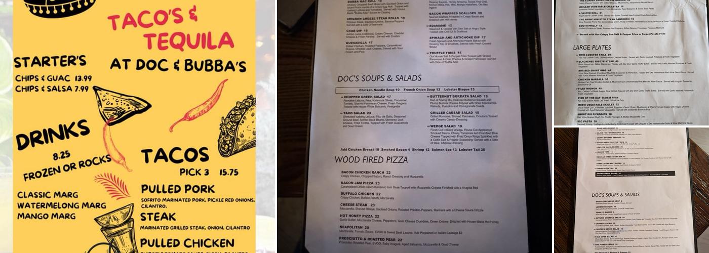Doc and Bubba's Menu