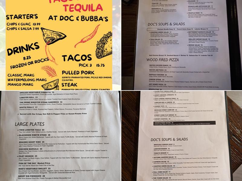 Doc and Bubba's Menu