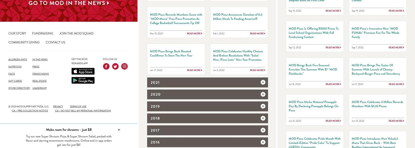 MOD Pizza Menu