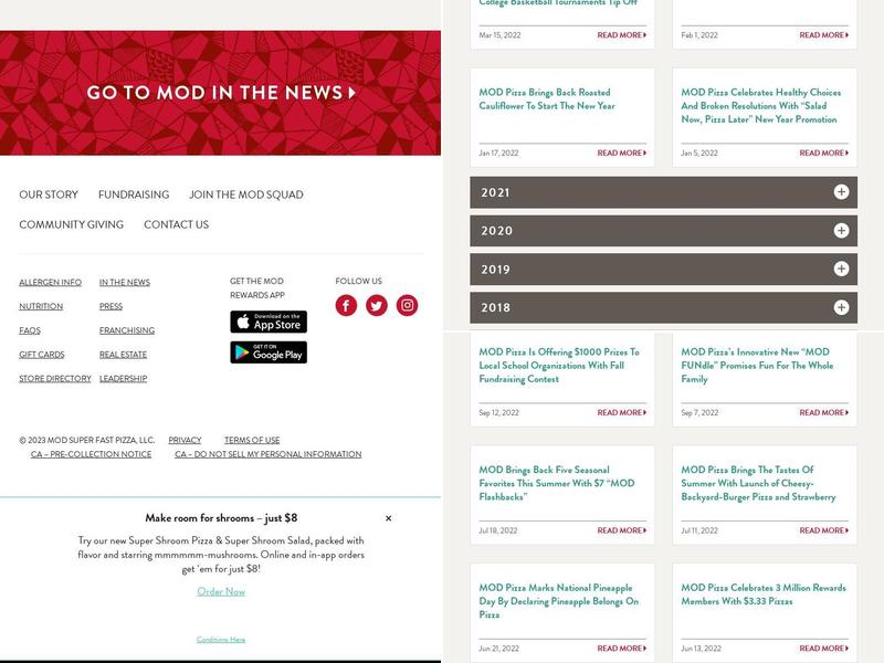 MOD Pizza Menu