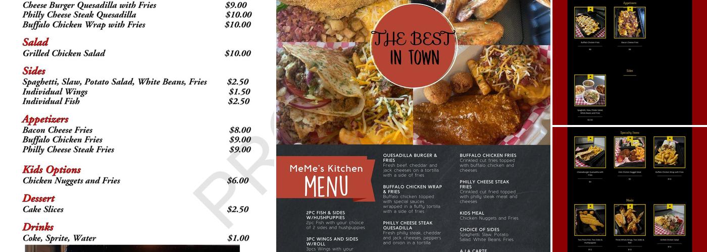 Meme's Kitchen Menu