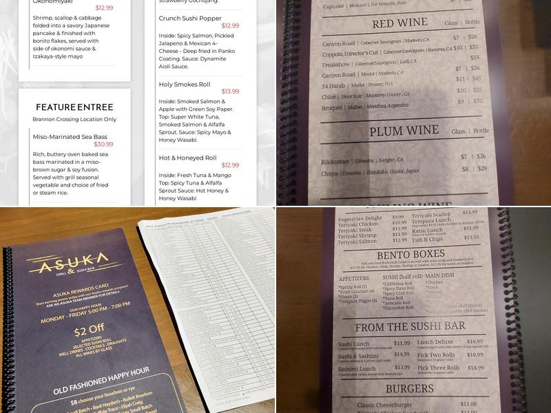 Asuka Japanese Steak House & Sushi Menu