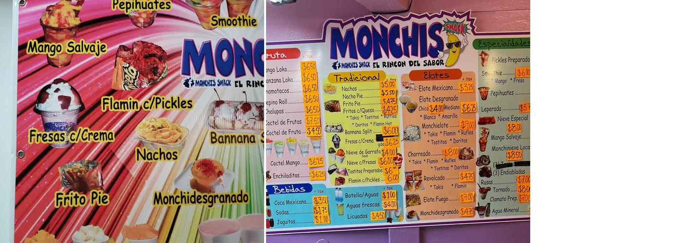 Monchis snacks Menu