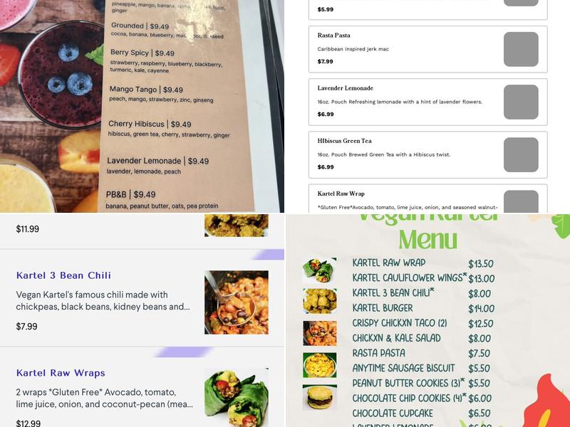 Vegan Kartel Menu