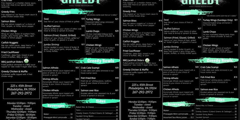 Soul Greedy Menu