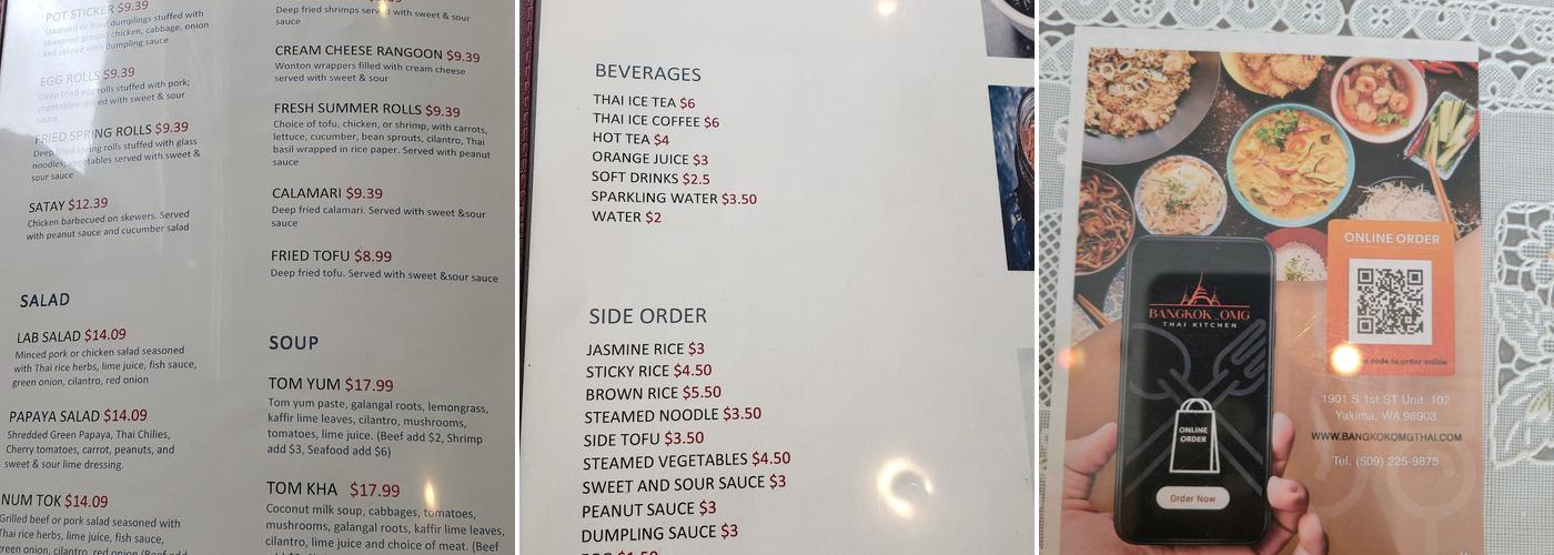 Bangkok OMG Thai Kitchen Menu