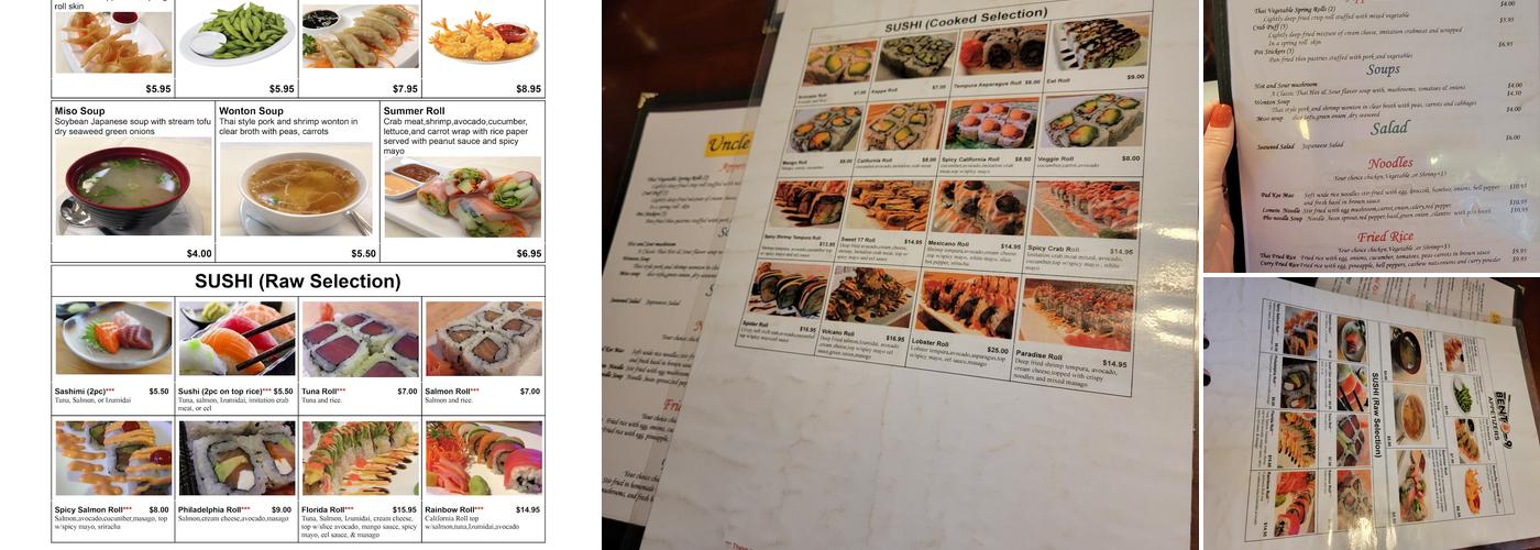 Uncle Nai's Thai and Sushi Menu