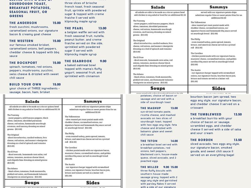 The Houston Co Cafe Menu