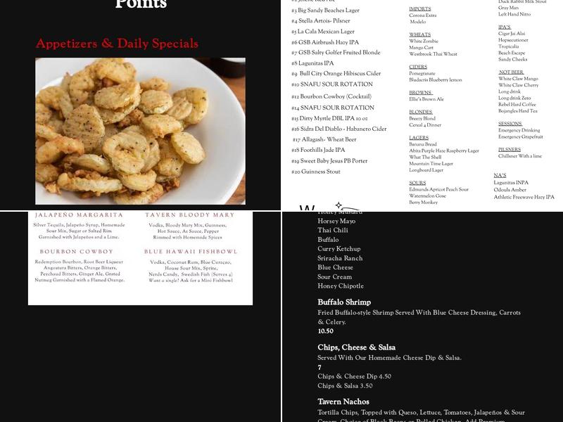 Georgetown Corner Tavern Menu