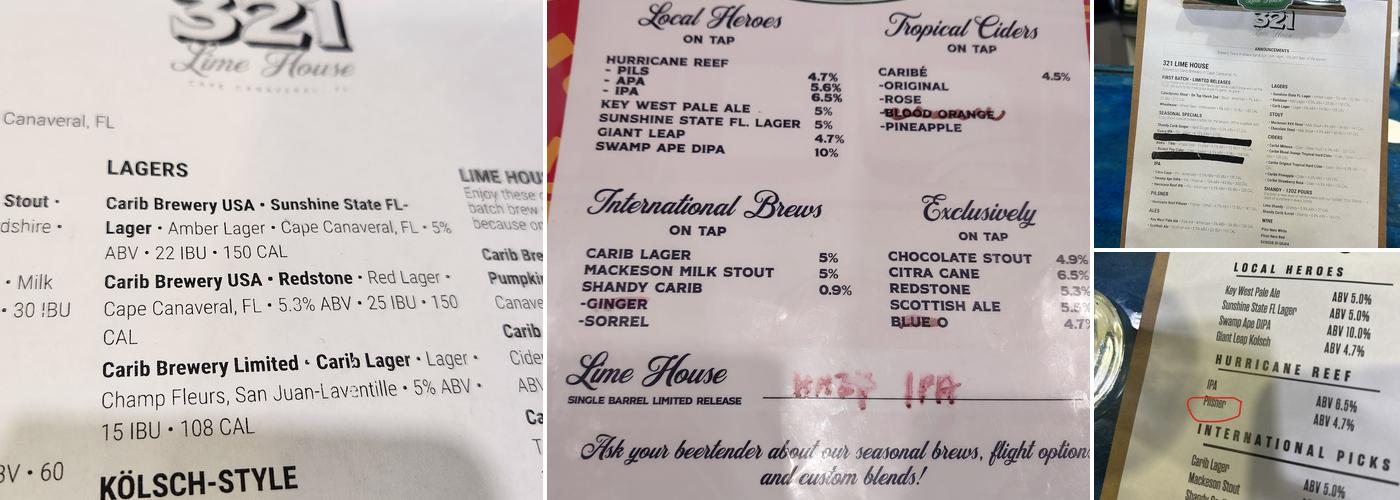 321 Lime House Menu