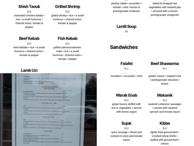 DC Shawarma Menu