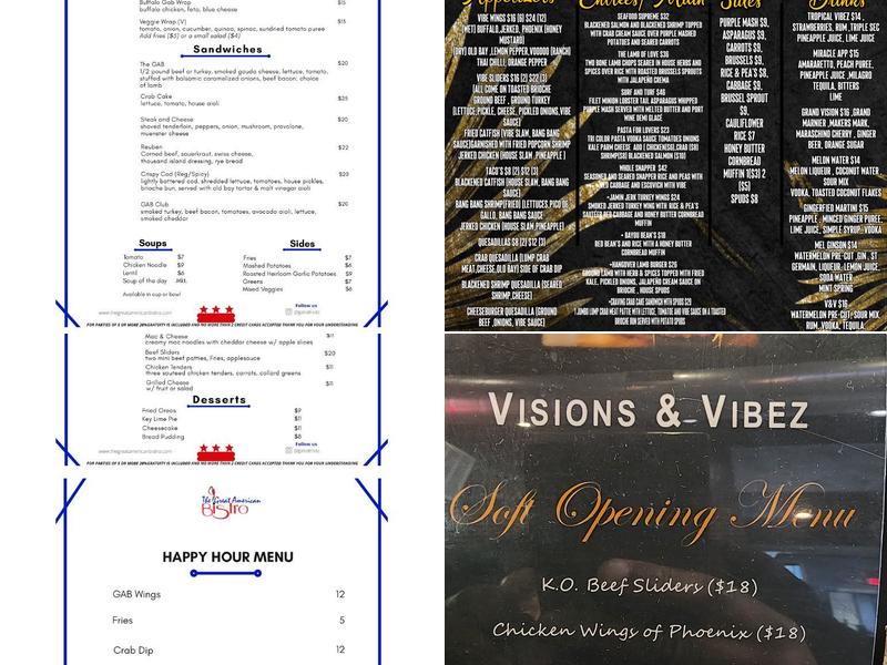 The Great American Bistro Menu