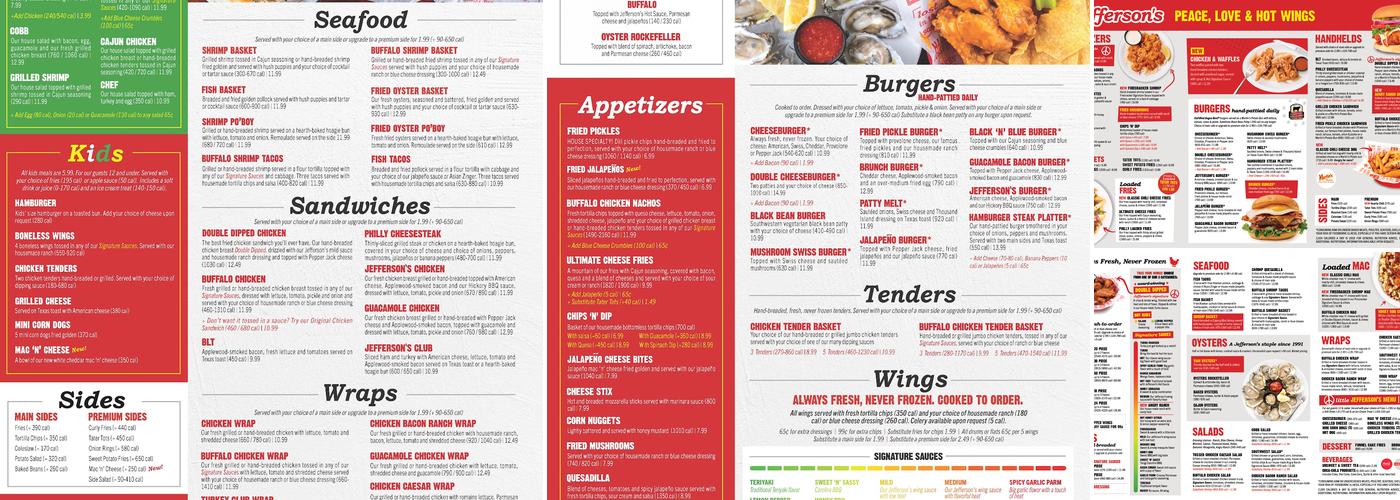 Jefferson's Menu