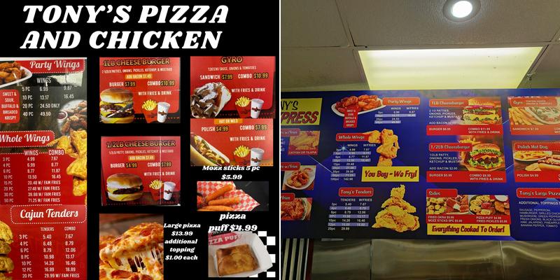 Tony's Express Chicken Express Meats Menu