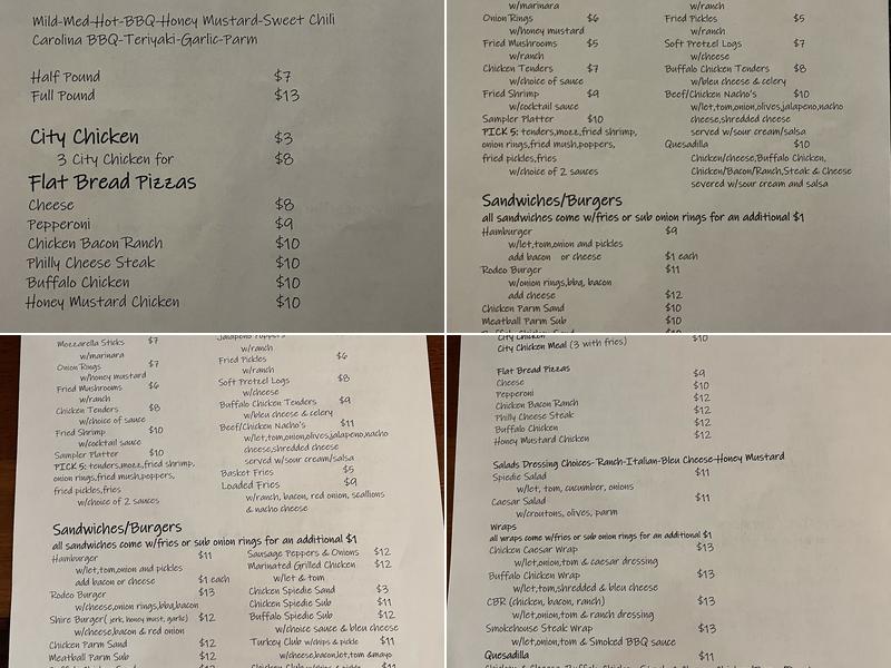 The Lestershire Pub Menu