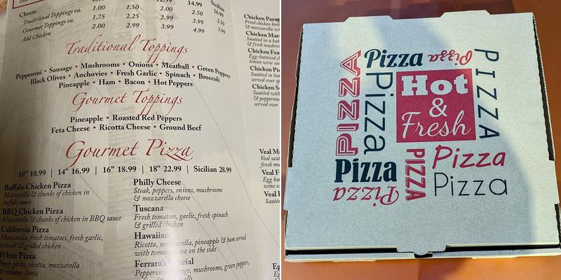 Ferrara Pizza & Pasta Menu