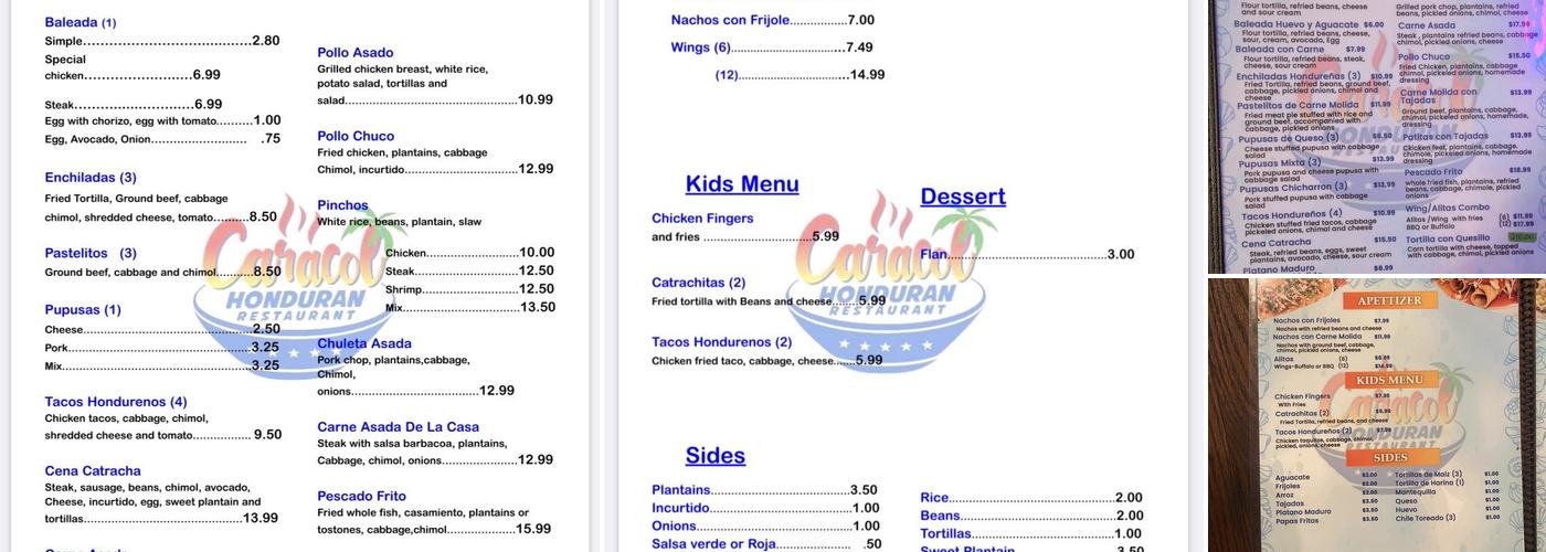 Caracol Menu