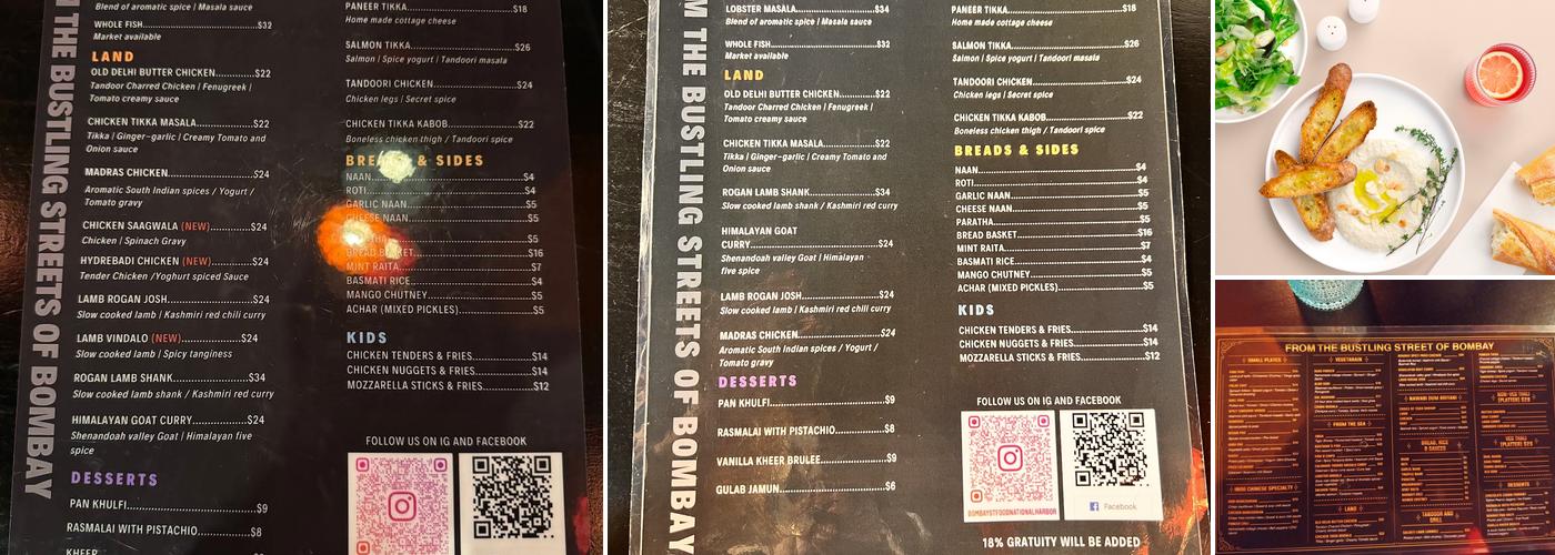 Bombay Street Food National Harbor Menu
