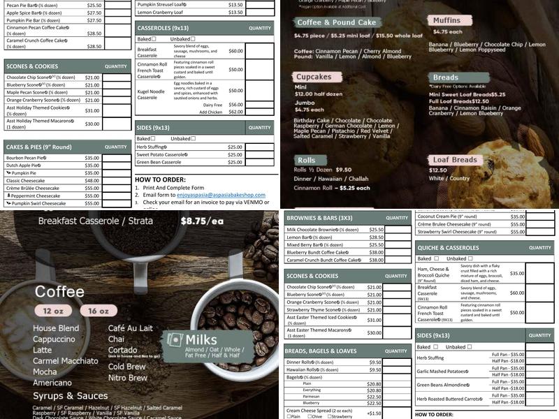 Aspasia Production Kitchen Menu