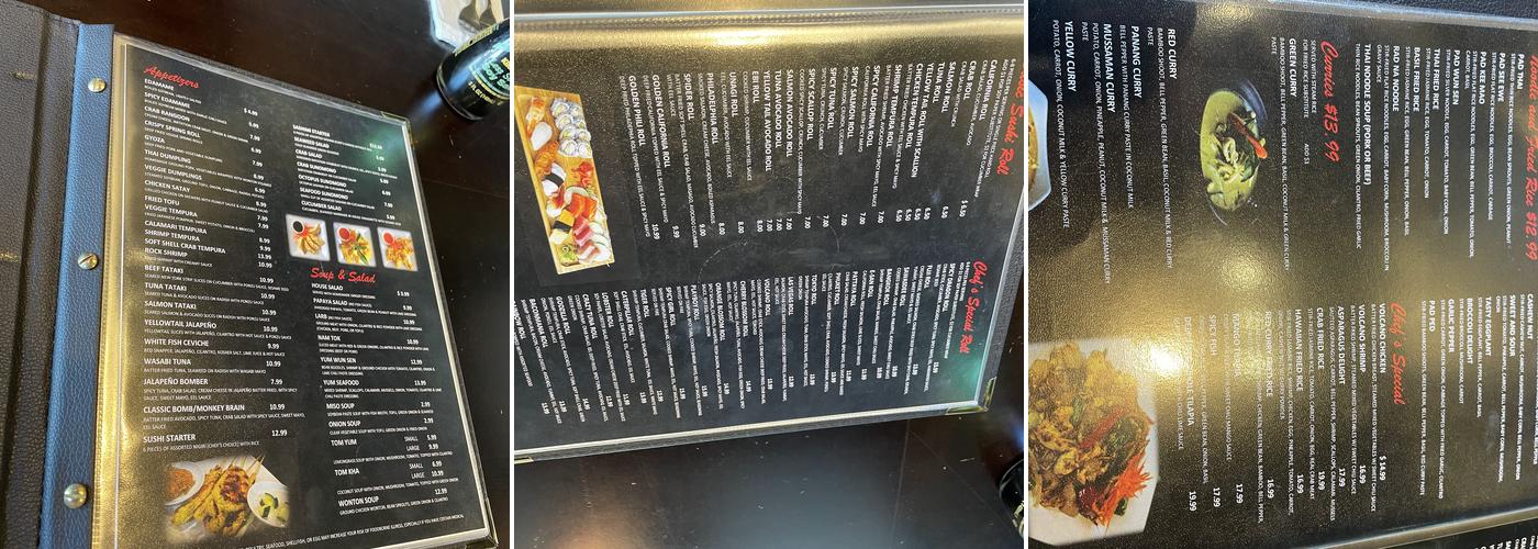 I LOVE THAI & SUSHI Menu