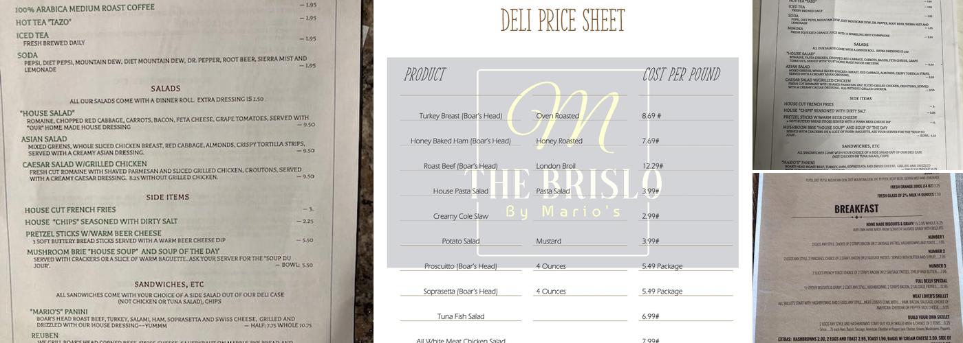 Mario' & The Brislo Menu