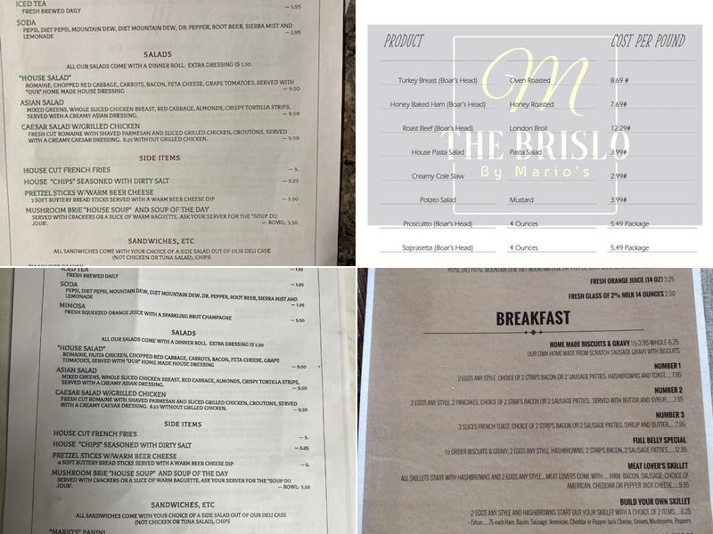 Mario' & The Brislo Menu