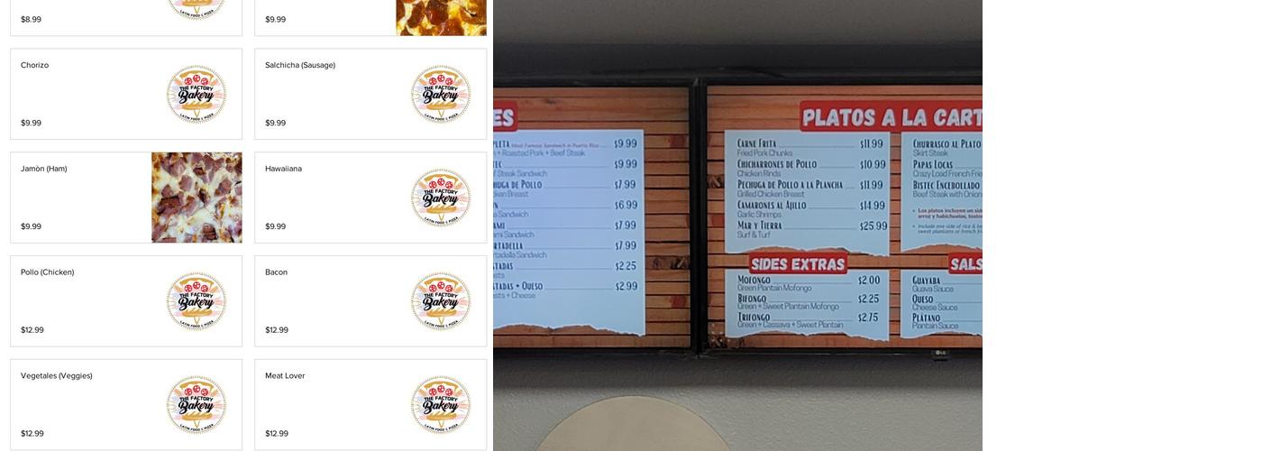 The Factory Bakery Menu
