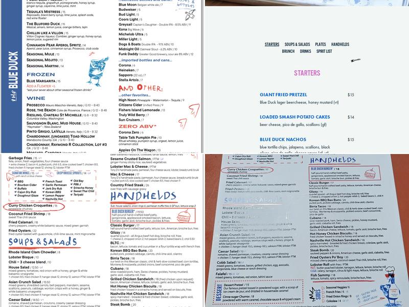 The blue duck bar & kitchen Menu