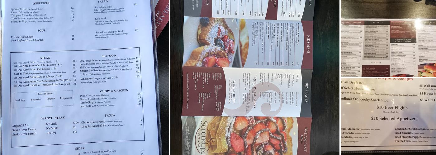 Serendipity Cafe and Bar Menu