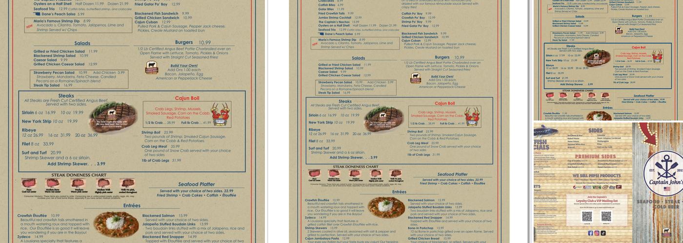 Captain John's, Eufaula Menu