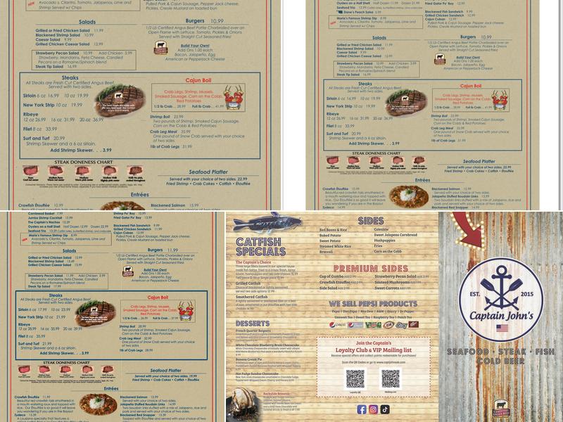 Captain John's, Eufaula Menu