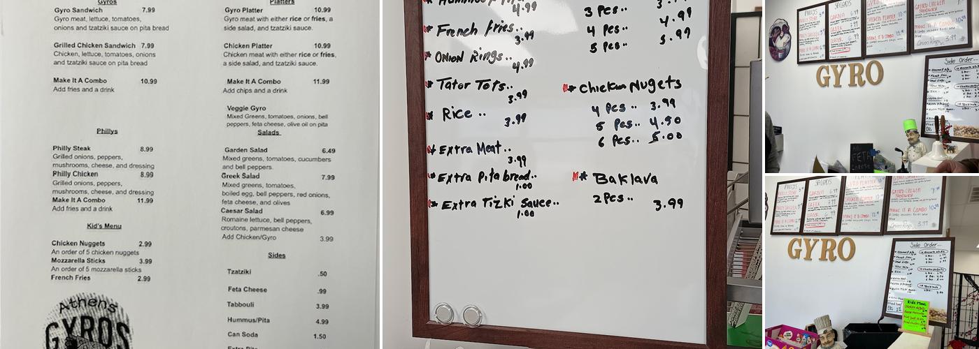 Athens Gyro Menu